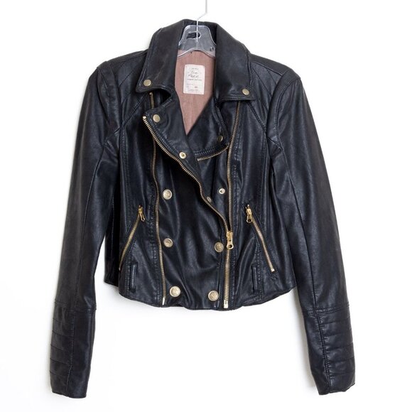 Free People Melrose Vegan Leather Moto Jacket Size XS - Picture 4 of 15